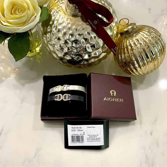 NEW ETIENNE AIGNER Togo Leather Double Tour Logo Bracelet - Picture 9 of 16